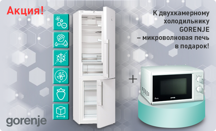 К двухкамерному холодильнику GORENJE дарим микроволновую печь!