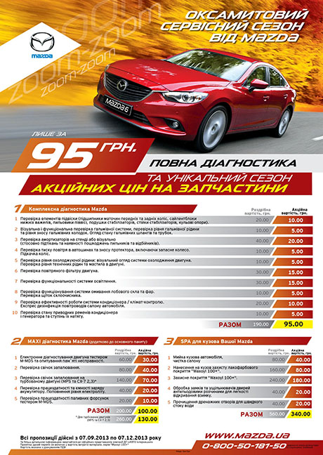 комплексна діагностика Mazda – всього за 95 грн